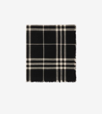 Wide Check Wool Scarf in Black/calico beige | Burberry® Official