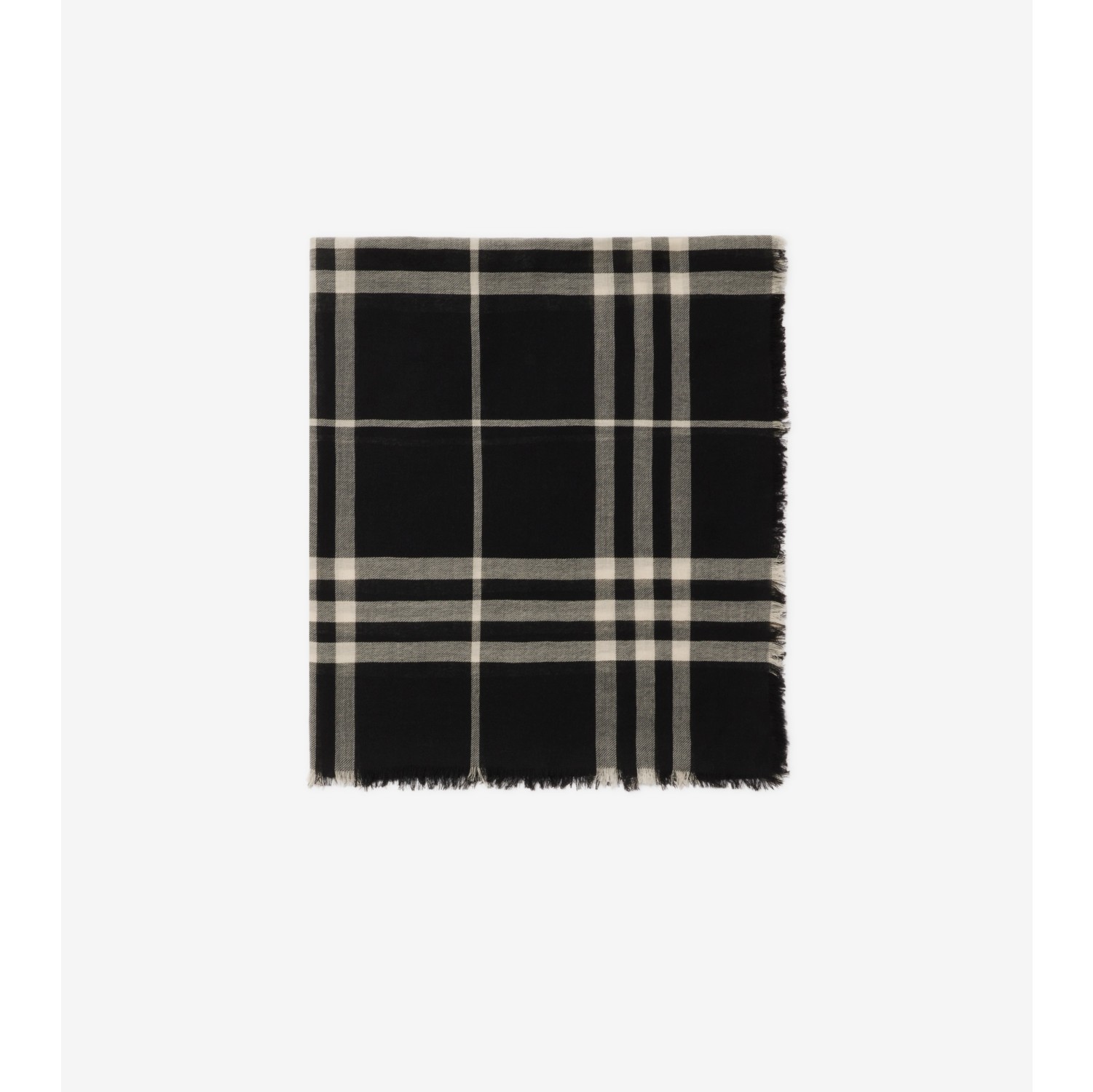 Wide Check Wool Scarf