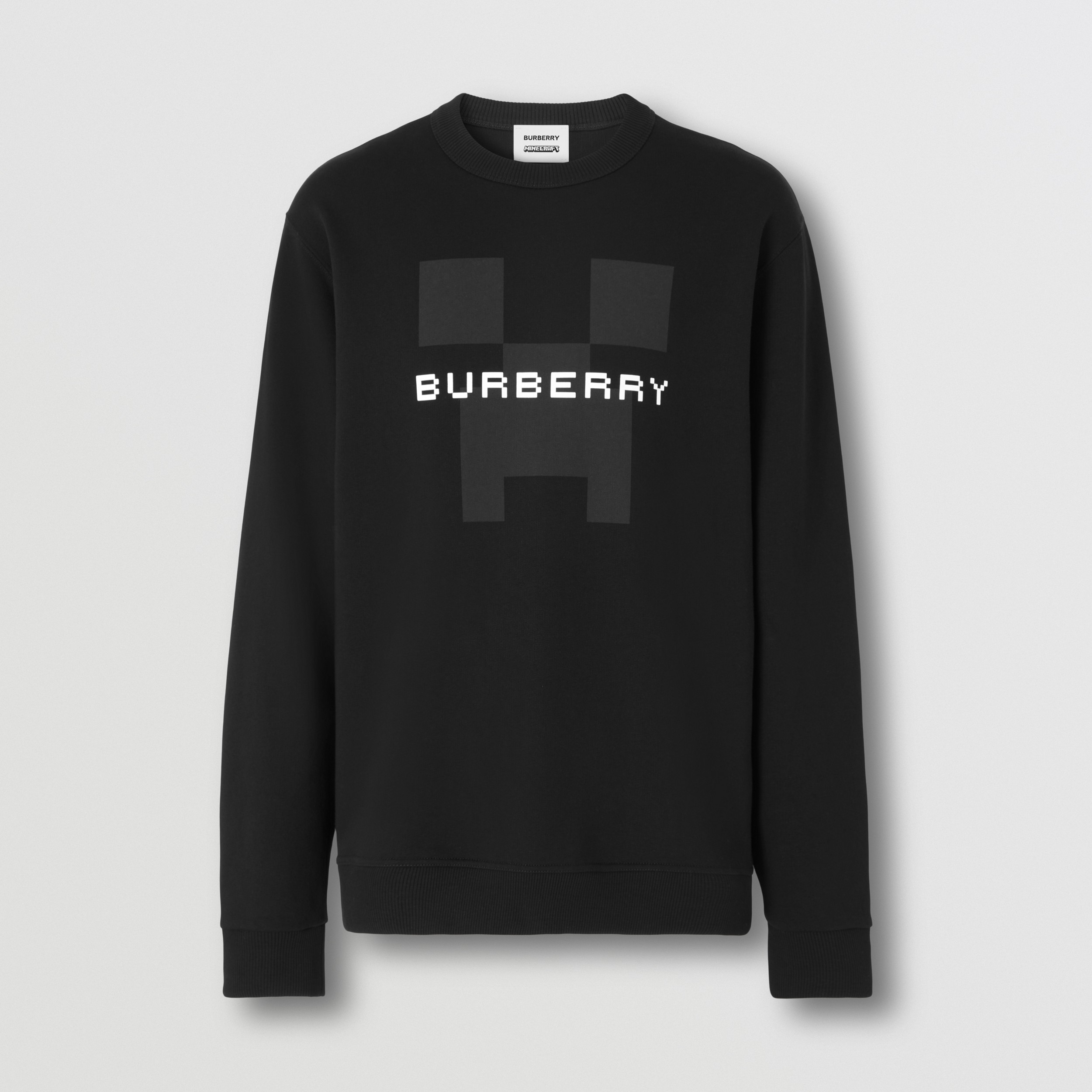Logo Print Cotton Sweatshirt in Black - Men | Burberry® Official - 4