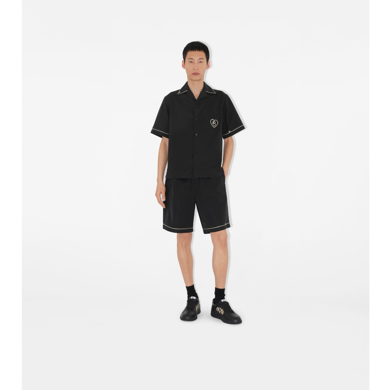 Cotton Poplin Shorts in Black - Men | Burberry® Official
