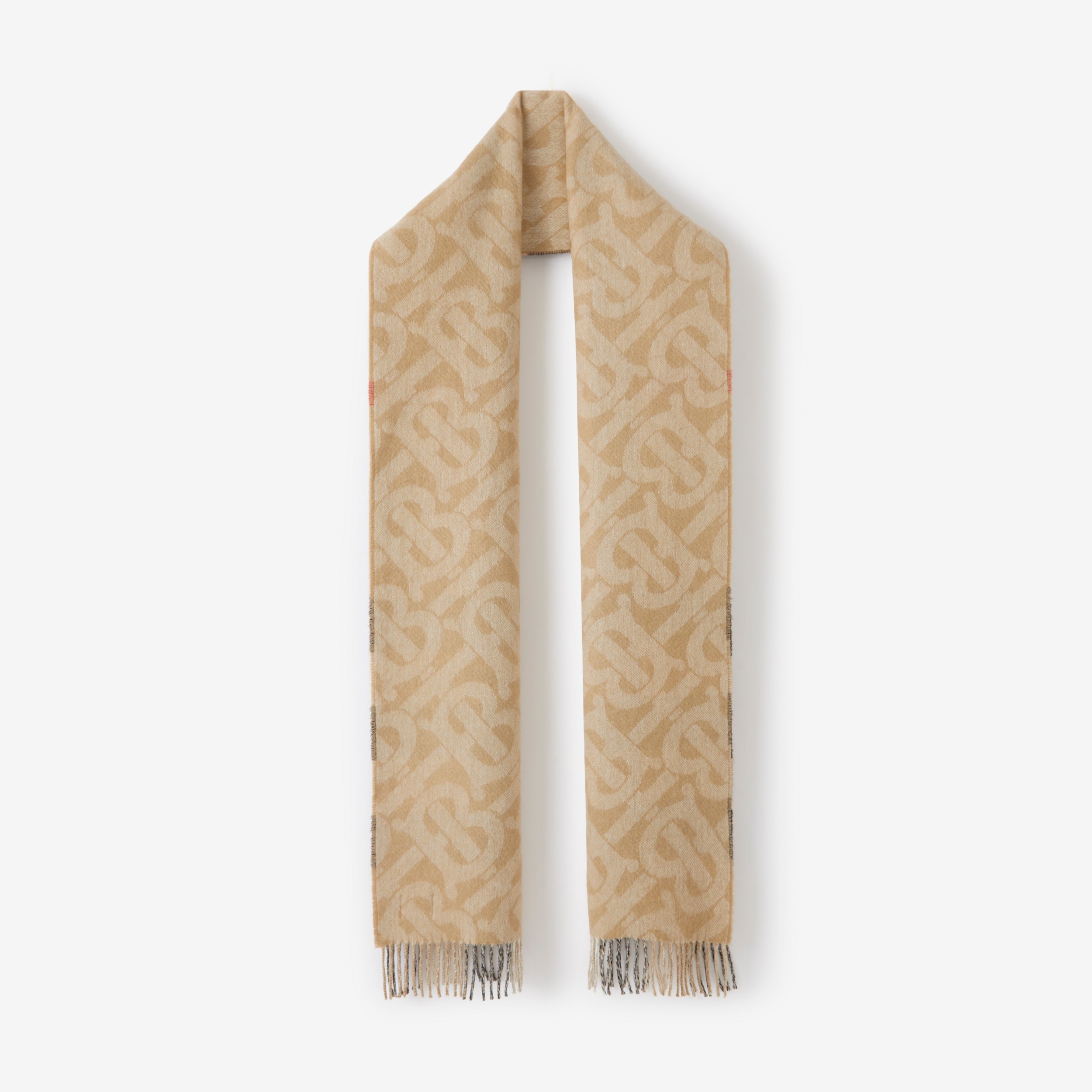 双面两用格纹羊绒围巾 (典藏米色) | Burberry® 博柏利官网 - 1