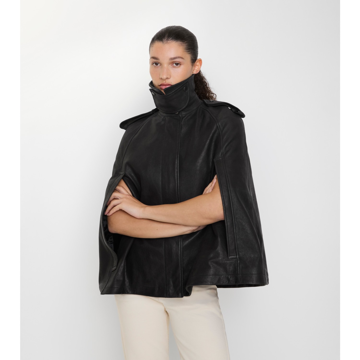 Leather Cape in Black - Women | Burberry® Official