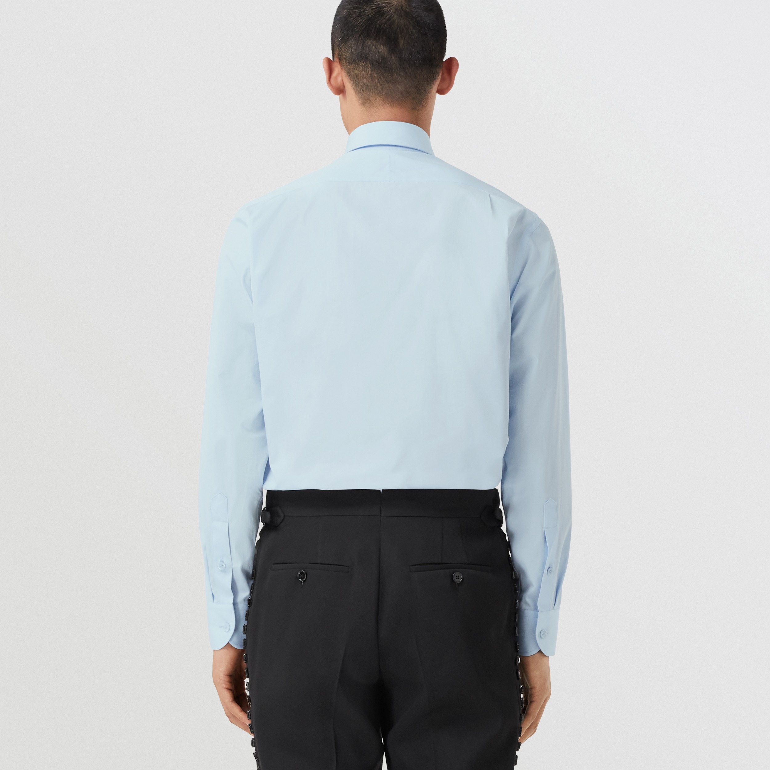 Slim Fit Crystal EKD Cotton Shirt in Pale Blue - Men | Burberry® Official - 3