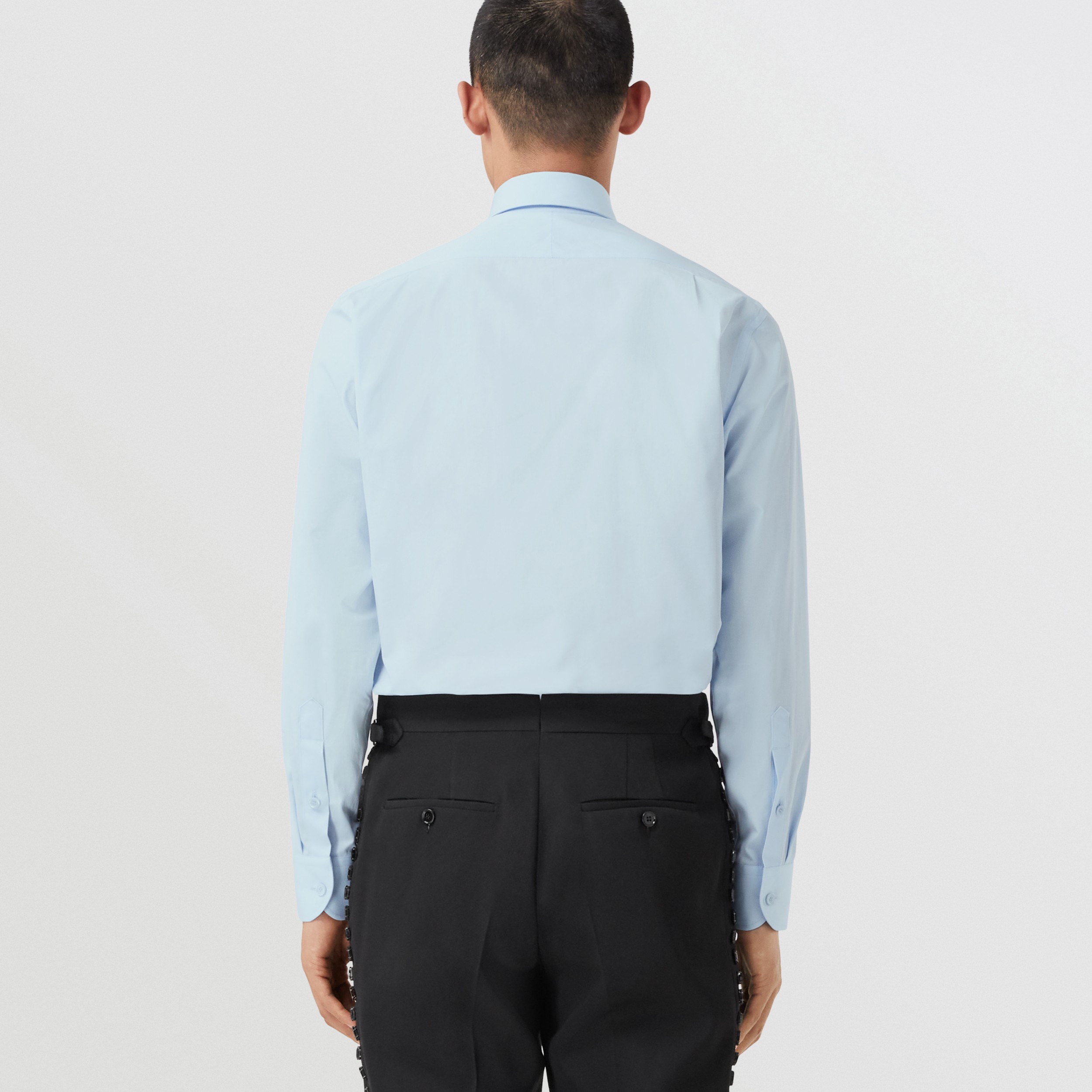 Slim Fit Crystal EKD Cotton Shirt in Pale Blue - Men | Burberry® Official