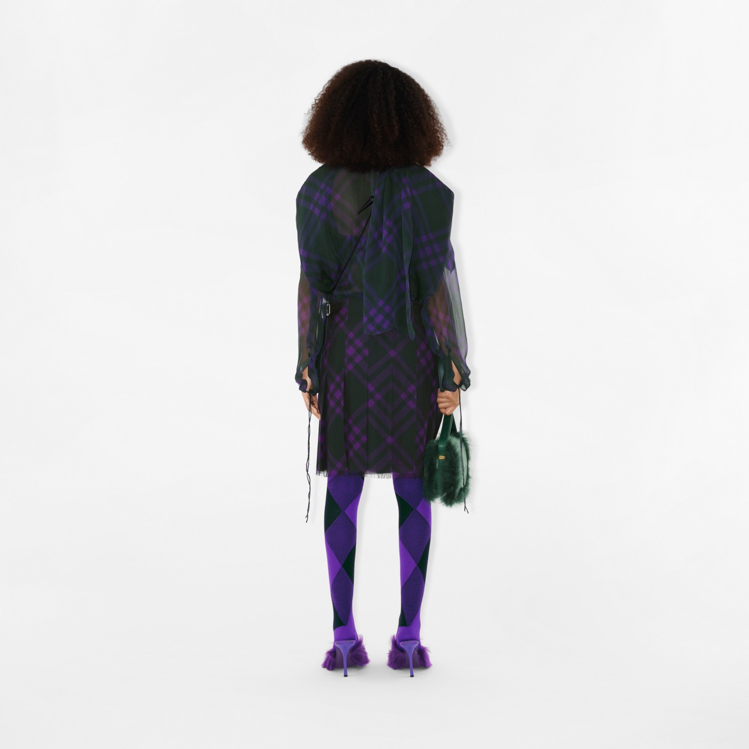 Blusa de chiffon de seda xadrez (Royal) - Mulheres | Burberry® oficial