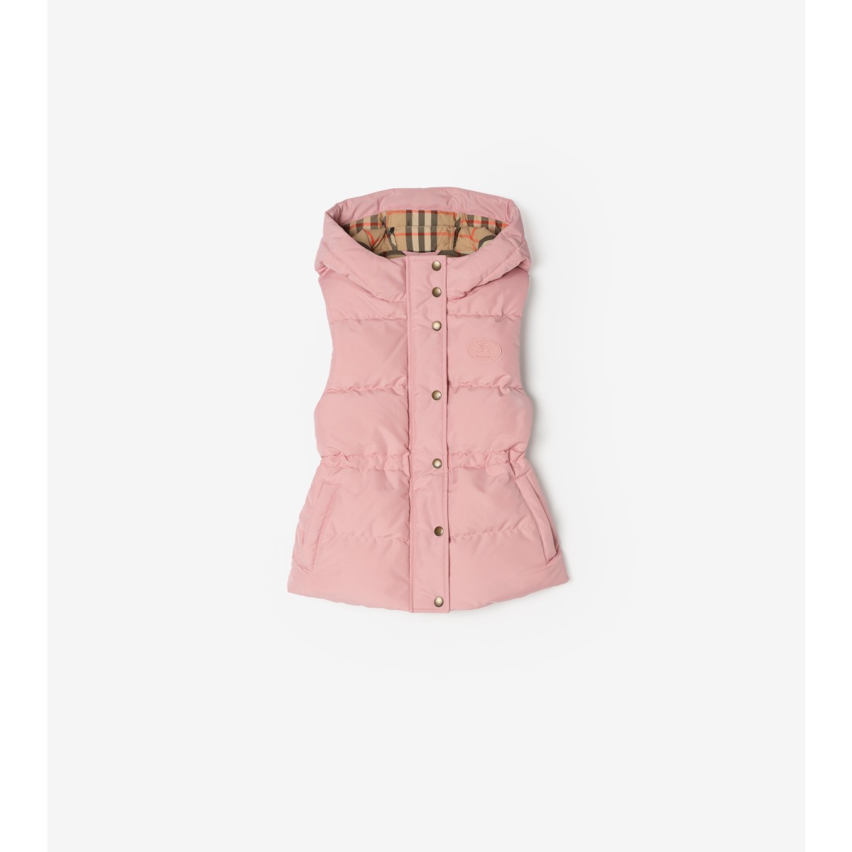  Check Detachable Sleeve Puffer Jacket