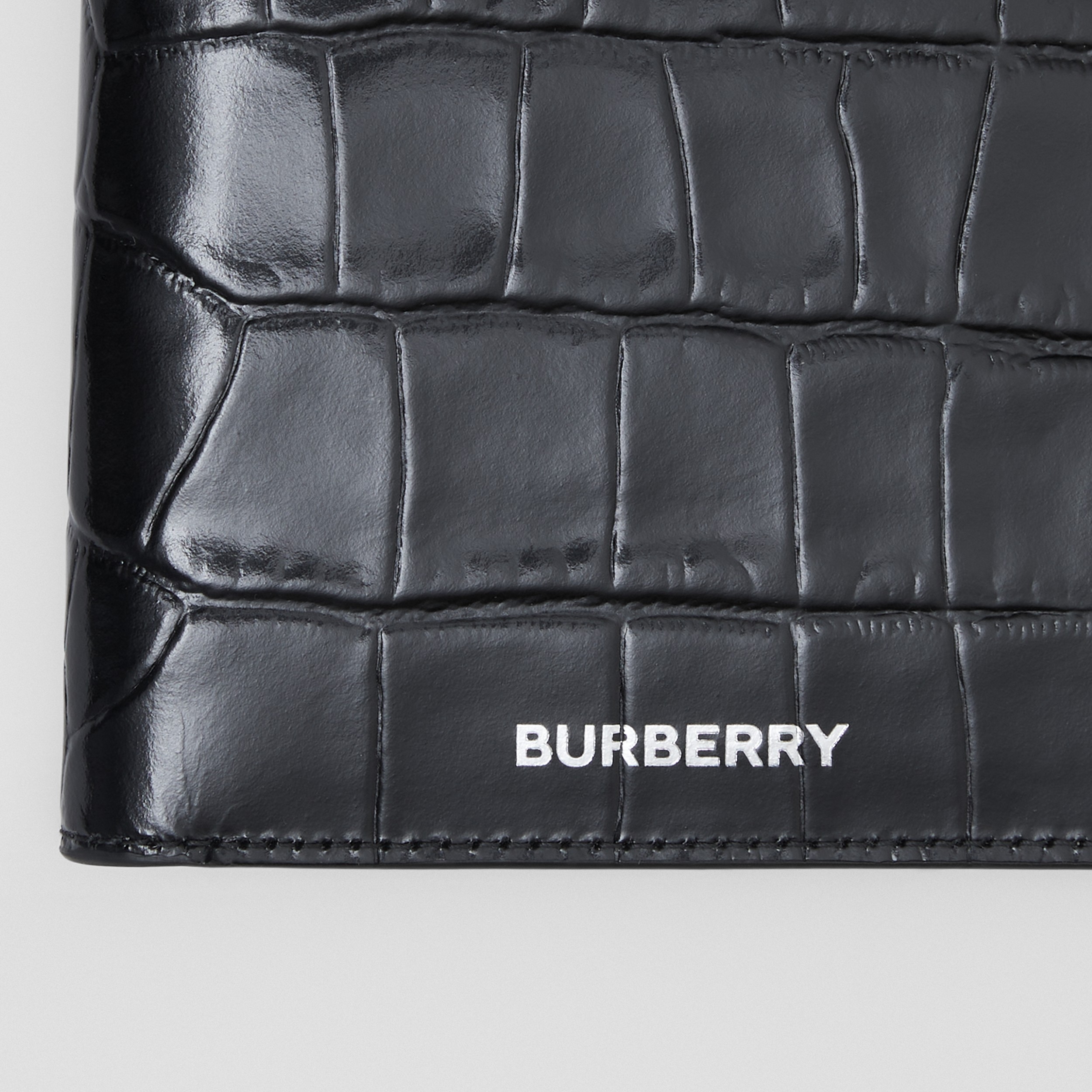 Embossed Leather Bifold Wallet in Black | Burberry® Official - 2