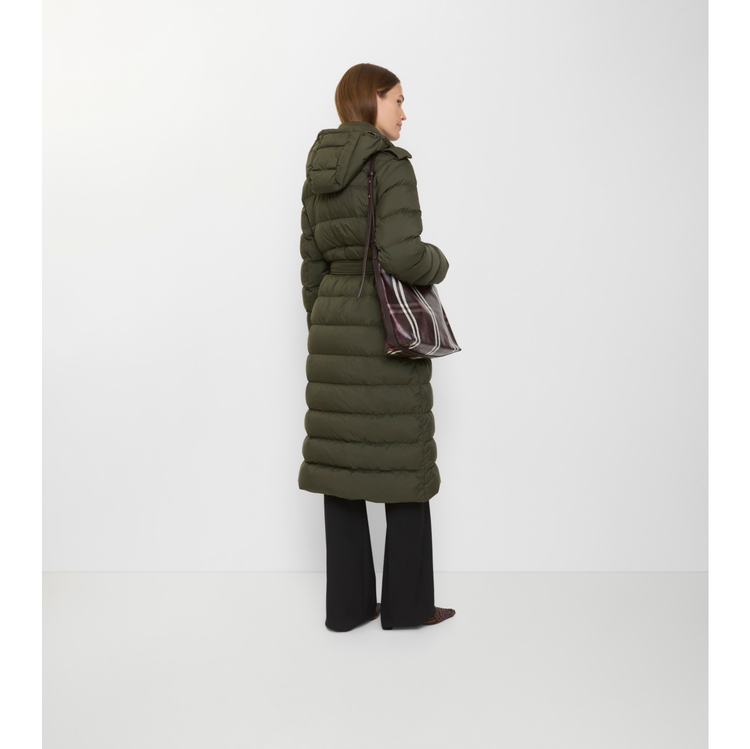 Long Nylon Hooded Puffer Coat