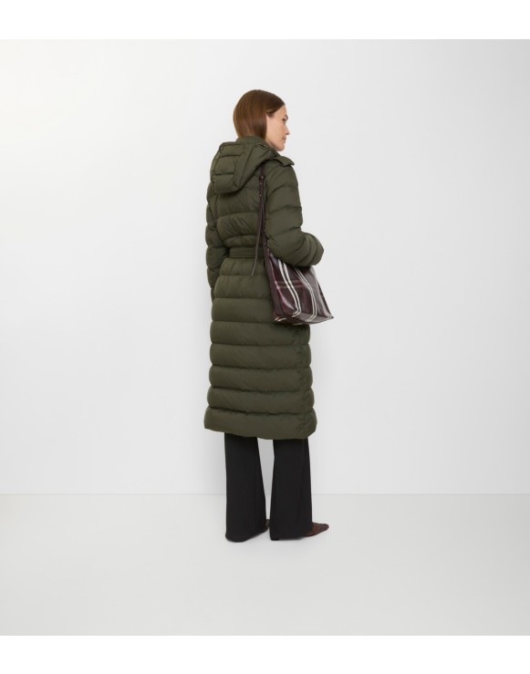 Long Nylon Hooded Puffer Coat