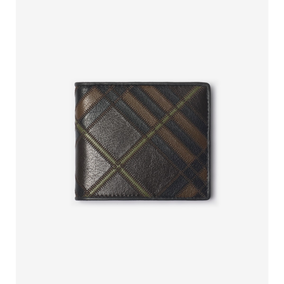 Burberry Check Colorblock Leather Bifold Wallet In Brown