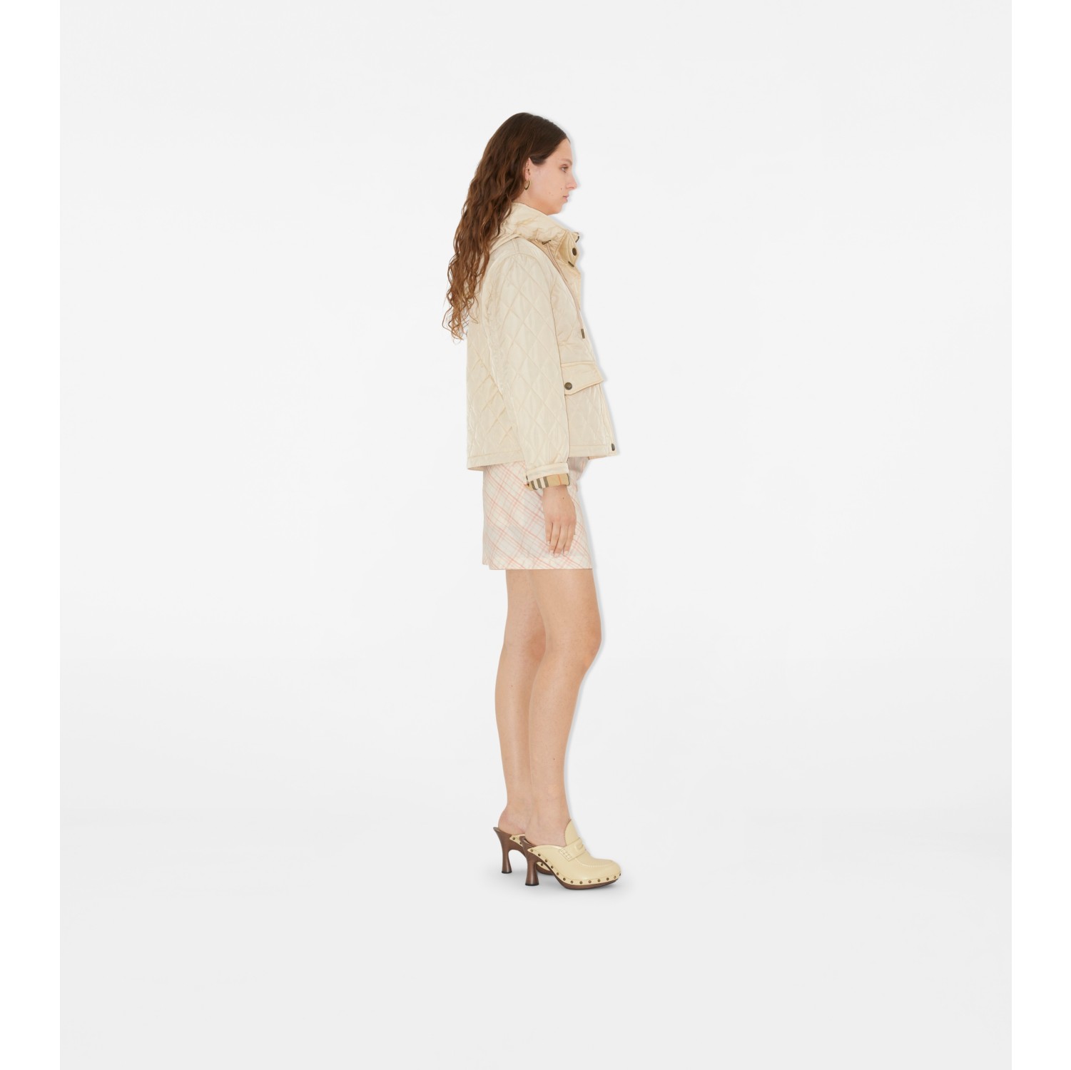 Veste courte matelassée à capuche en nylon