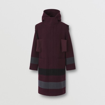 maroon duffle coat