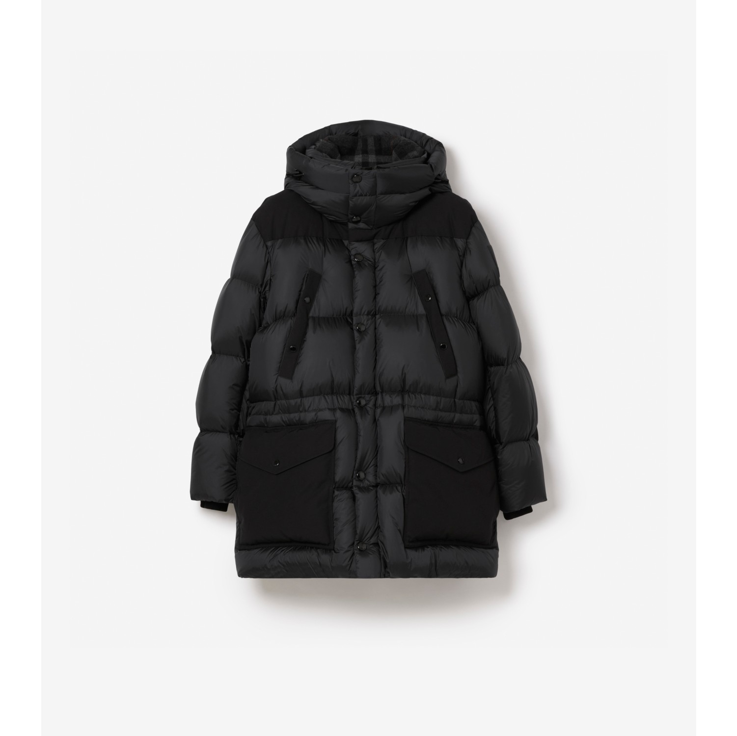 faktor Seletøj Vanding Logo Appliqué Nylon Puffer Coat in Charcoal Grey - Men | Burberry® Official