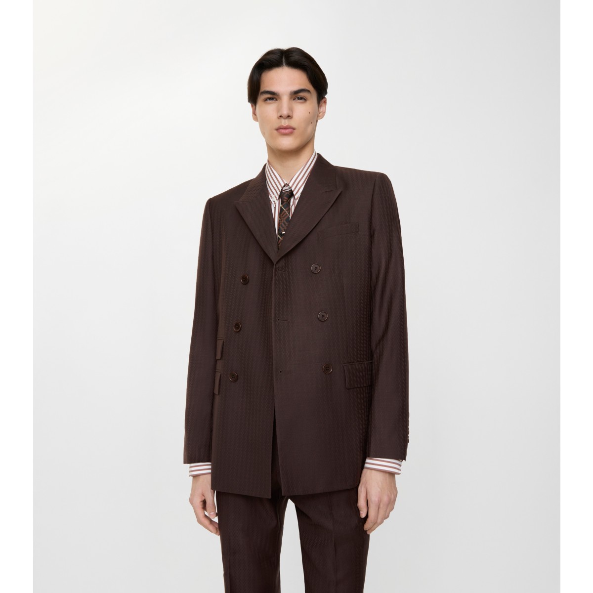  Stripe d Wool Mohair Tailored Jacket