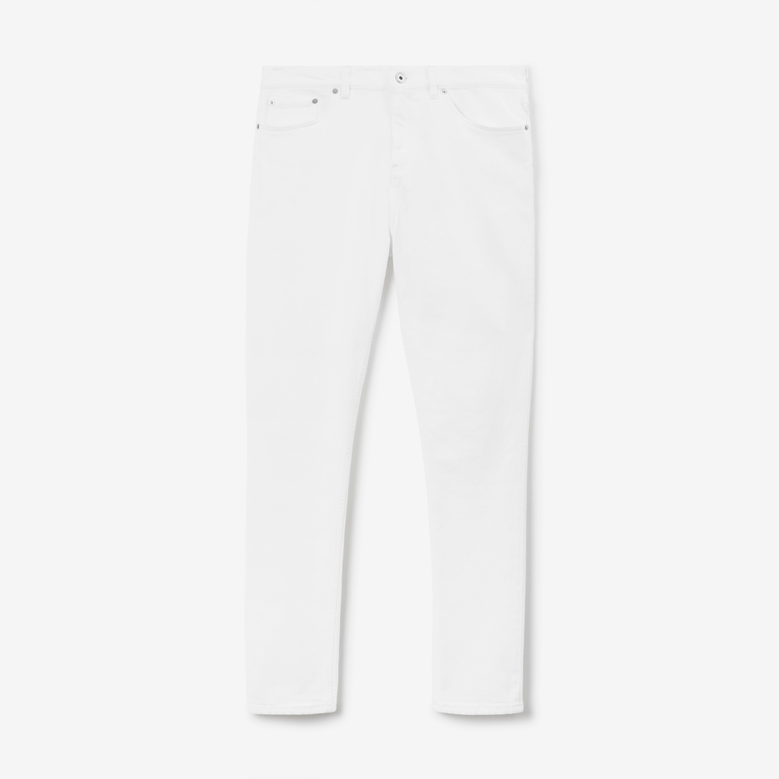 Calças jeans em brim stretch com corte slim (Branco) - Homens | Burberry® oficial - 1