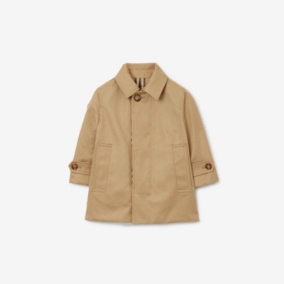 Burberry Kids'  Childrens Check Cotton Gabardine Reversible Car Coat In Archive Beige