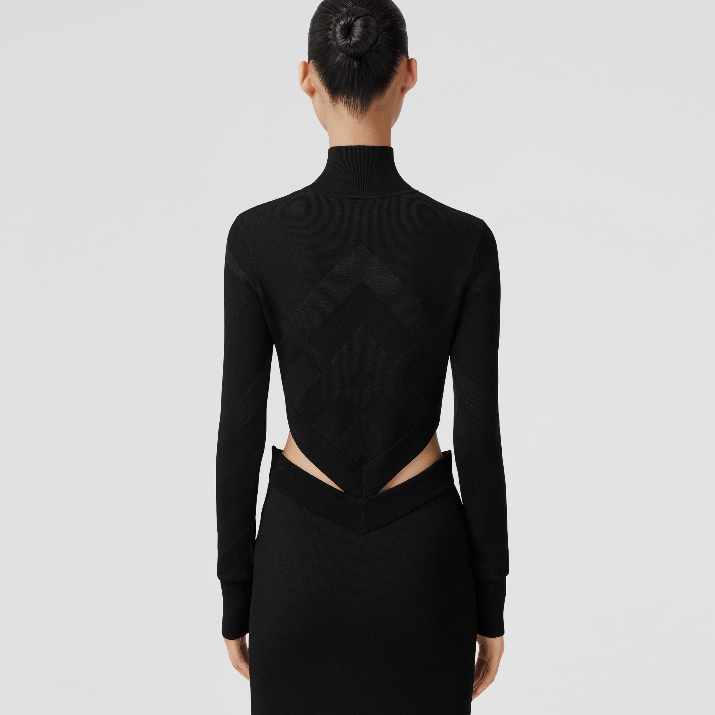 Camiseta de cuello alto con cuadros estilo zigzag (Negro) - Mujer | Burberry® oficial - 3