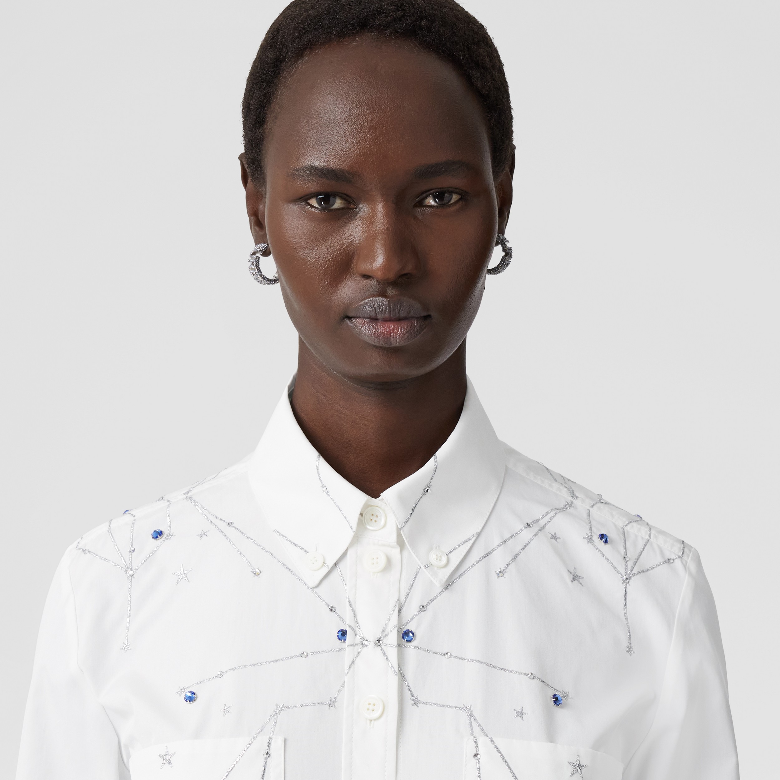 Constellation Detail Cotton Shirt – Exclusive Capsule Collection in Optic White - Women | Burberry® Official - 2