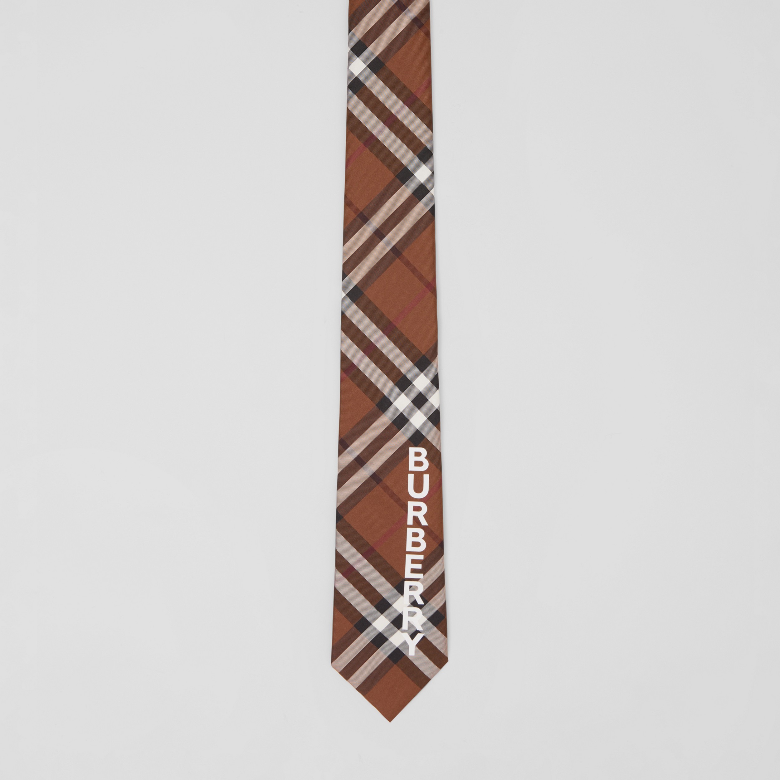 Classic Cut Logo Print Check Tie in Dark Birch Brown - Men | Burberry® Official - 4