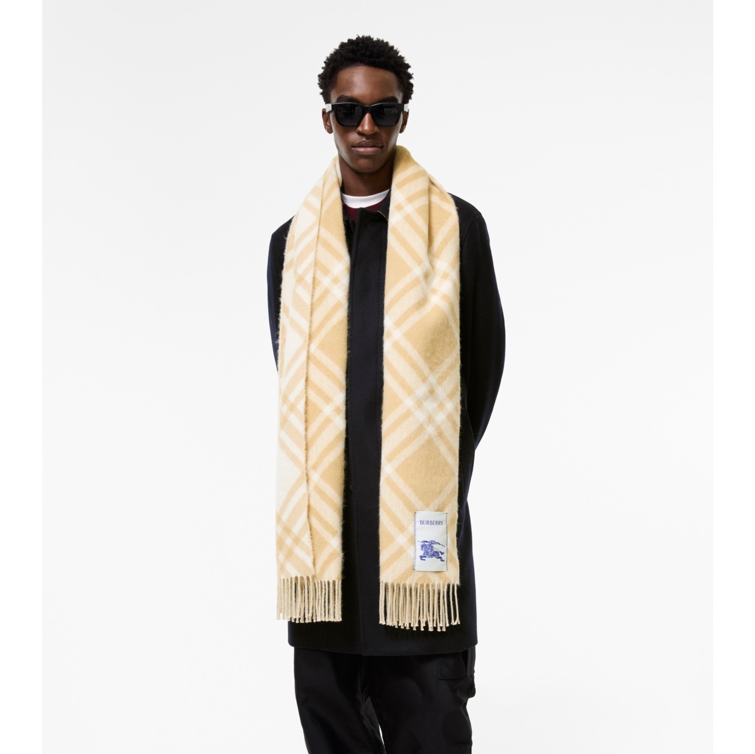チェック アルパカウール スカーフ (フィンチベージュ) | Burberry