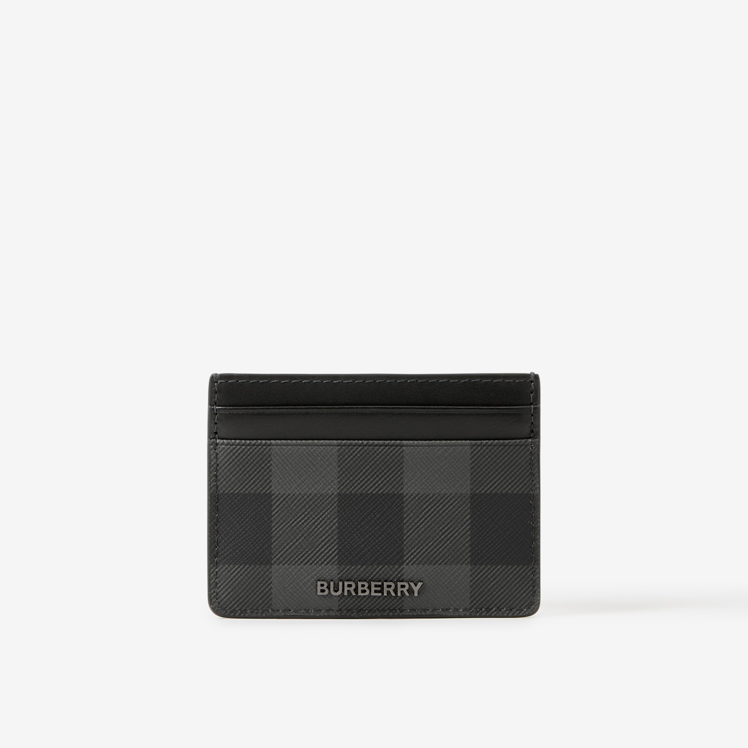 Charcoal Check and Leather Card Case - Men | Burberry® Official