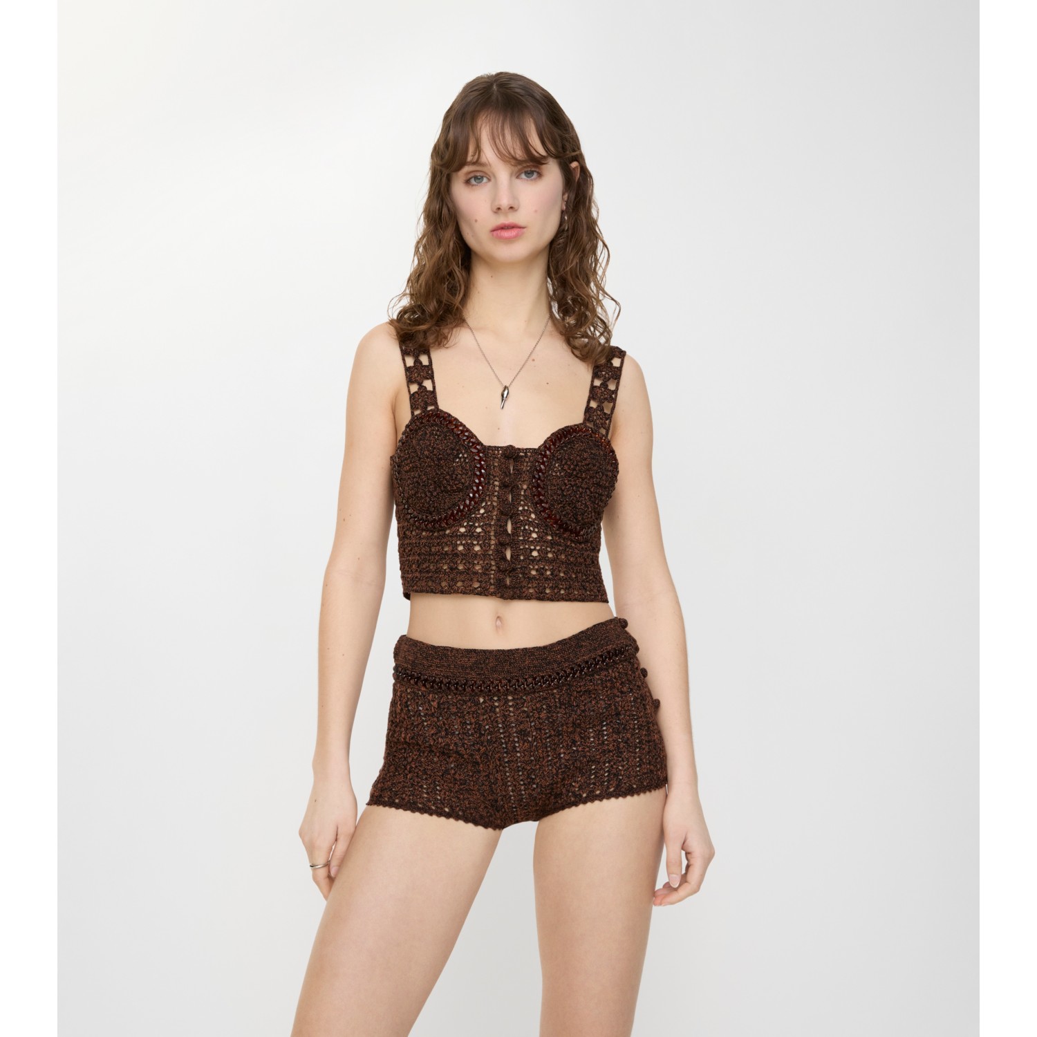 Crochet Mouliné Cotton Shorts - thumbnail 2