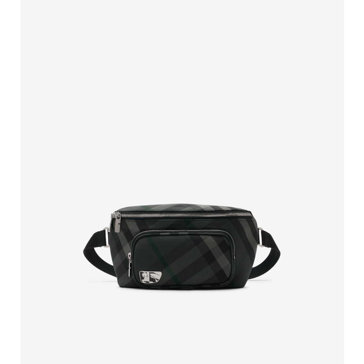 Shop Burberry Grid Belt Bag In Charcoal