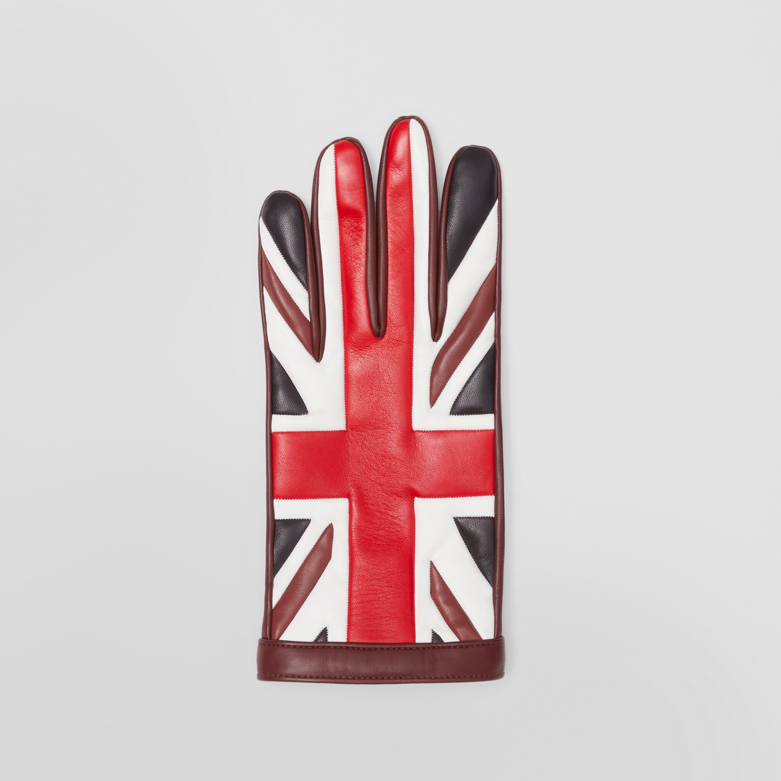 Flag Motif Leather Gloves in Burgundy | Burberry® Official - 3