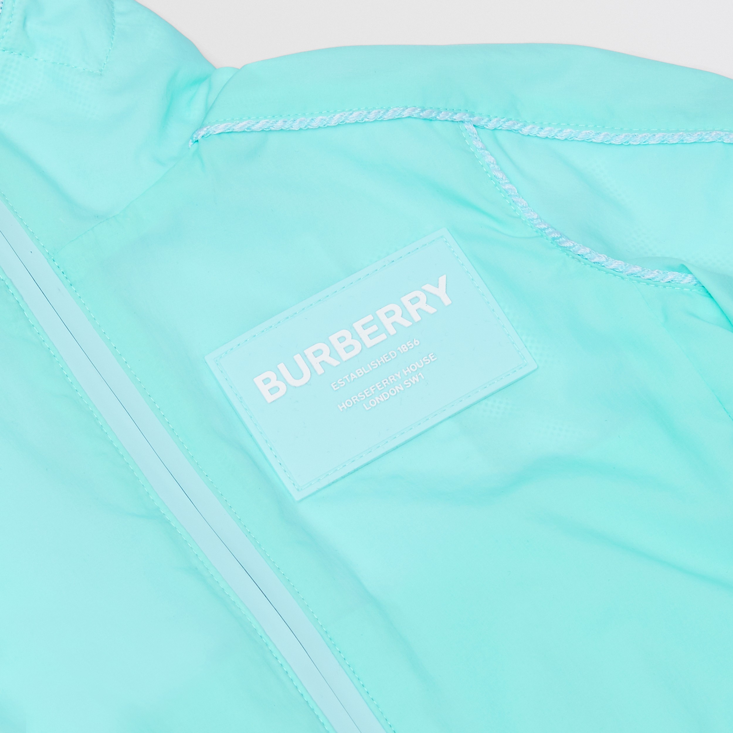 Horseferry Motif Lightweight Hooded Jacket in Light Aqua Blue - Children | Burberry® Official - 2