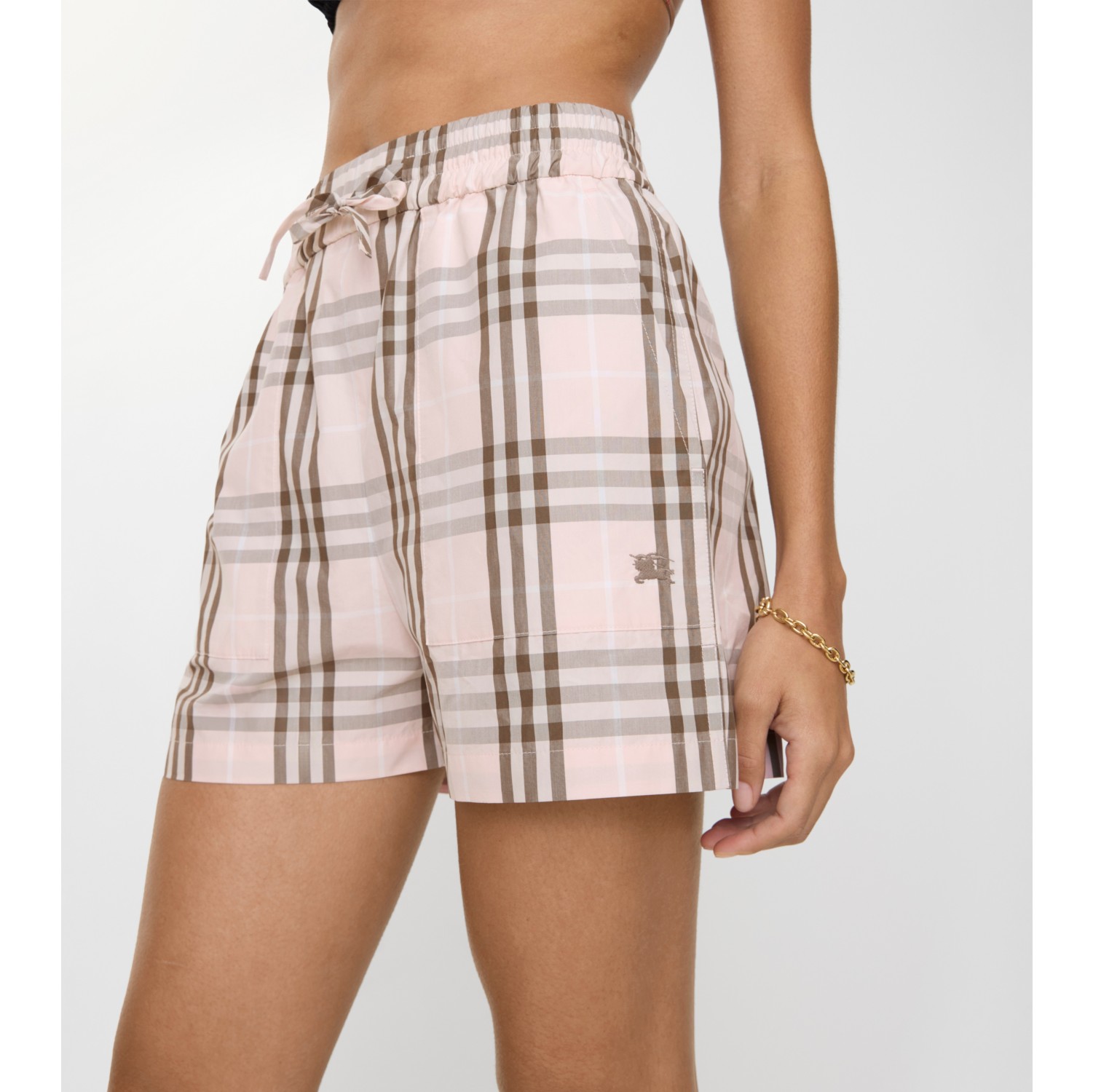 Check Cotton Shorts in Mallow pink - Women | Burberry® Official
