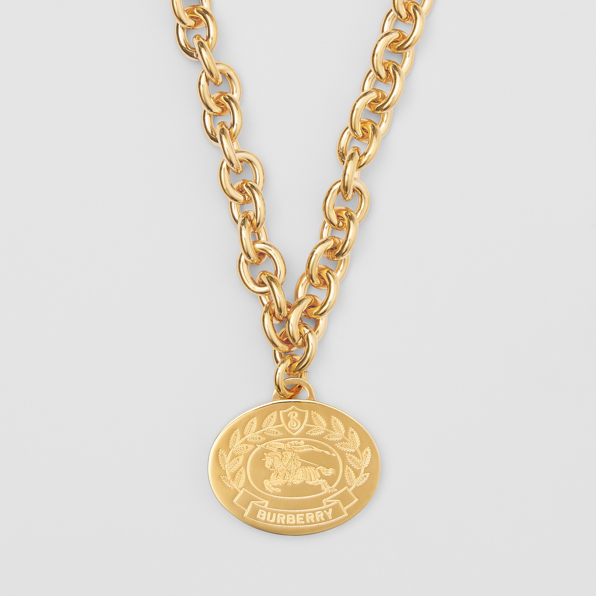 Collar de eslabones chapados en oro con emblema Equestrian Knight grabado (Dorado Claro) - Mujer | Burberry® oficial - 2