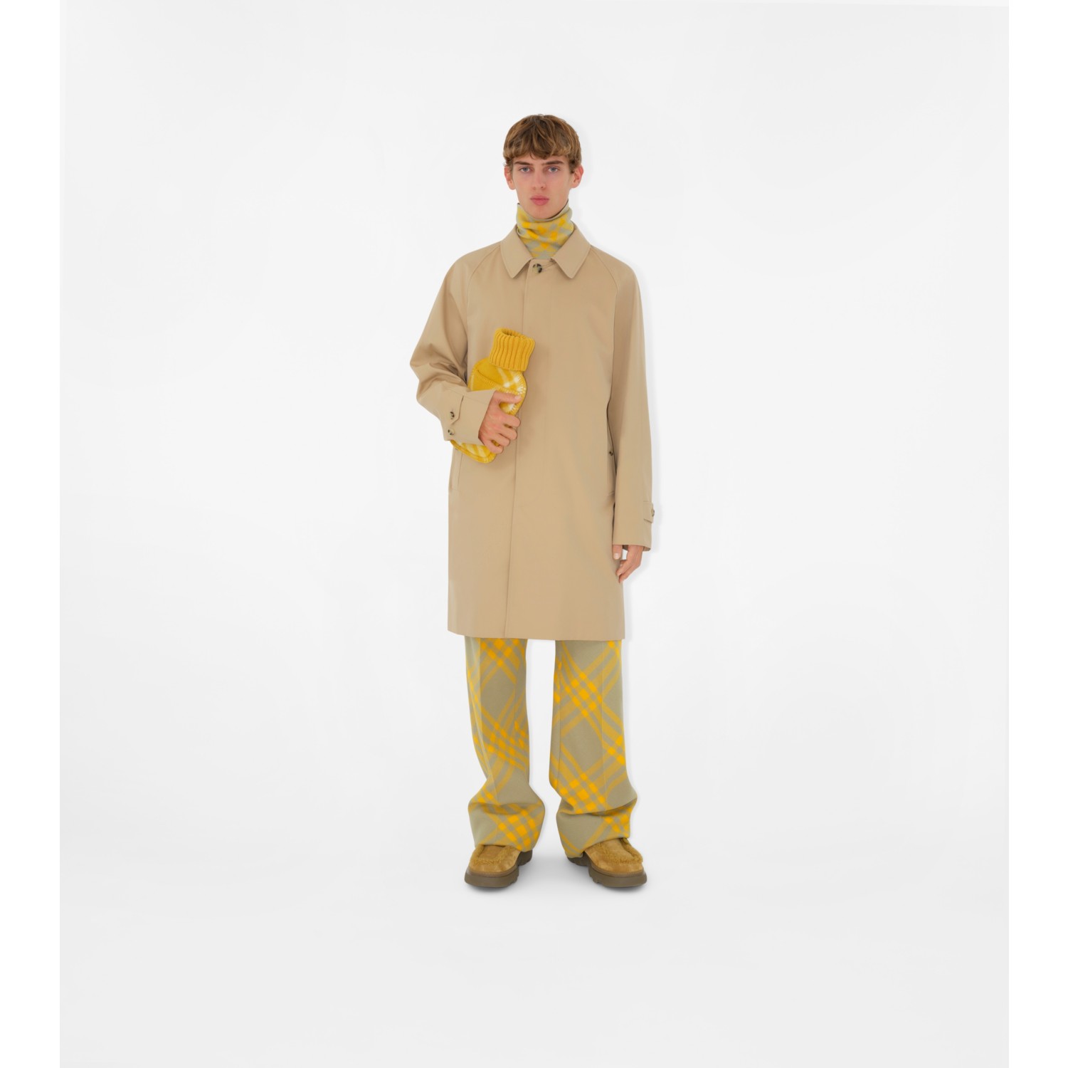 Mid-length Camden Heritage Car Coat in Honey - Men, Cotton Gabardine ...