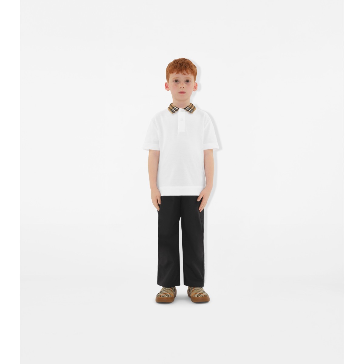  Check Collar Cotton Polo Shirt