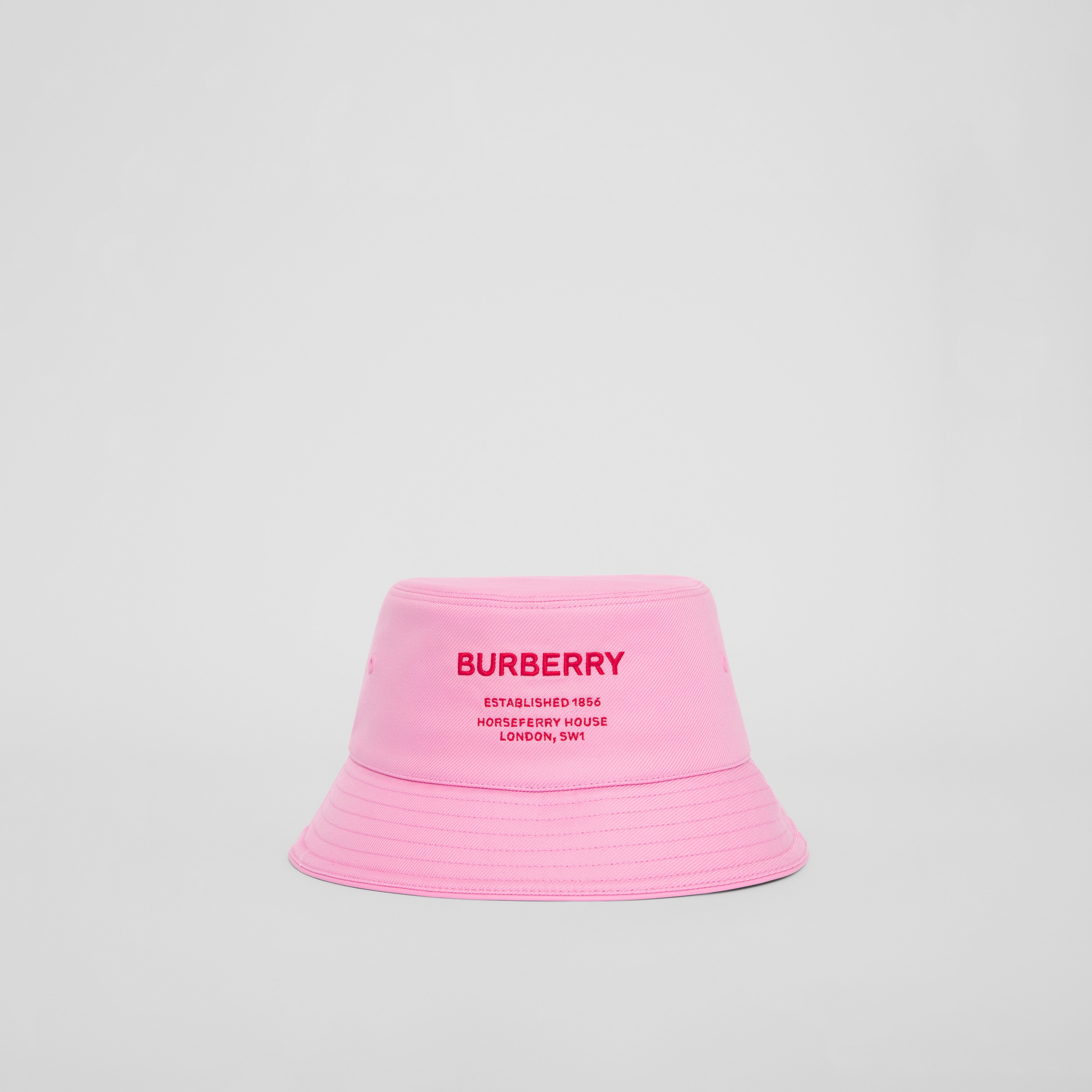Horseferry Motif Cotton Bucket Hat in Primrose Pink | Burberry® Official - 1