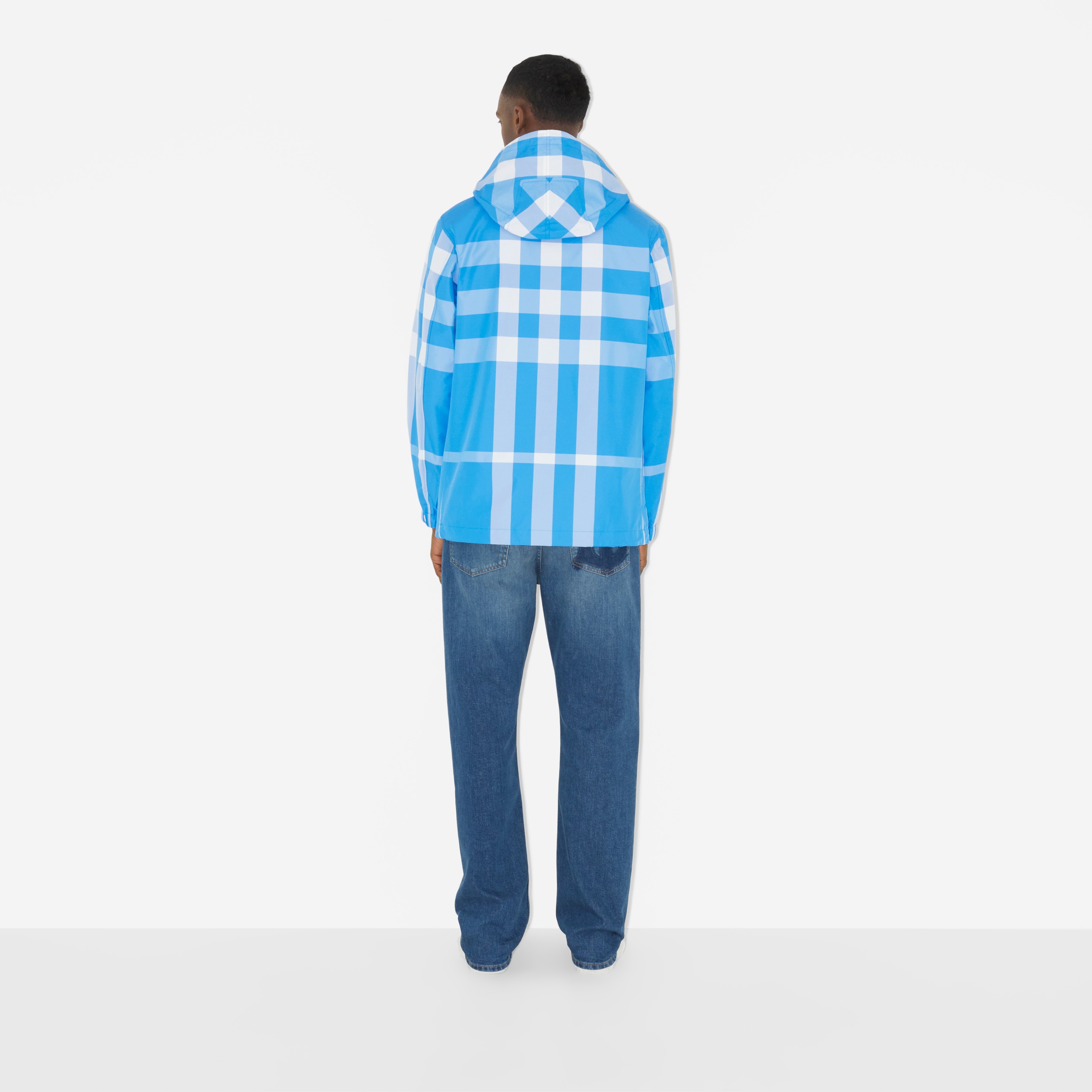 Check Nylon Hooded Jacket in Vivid Blue - Men | Burberry® Official - 4