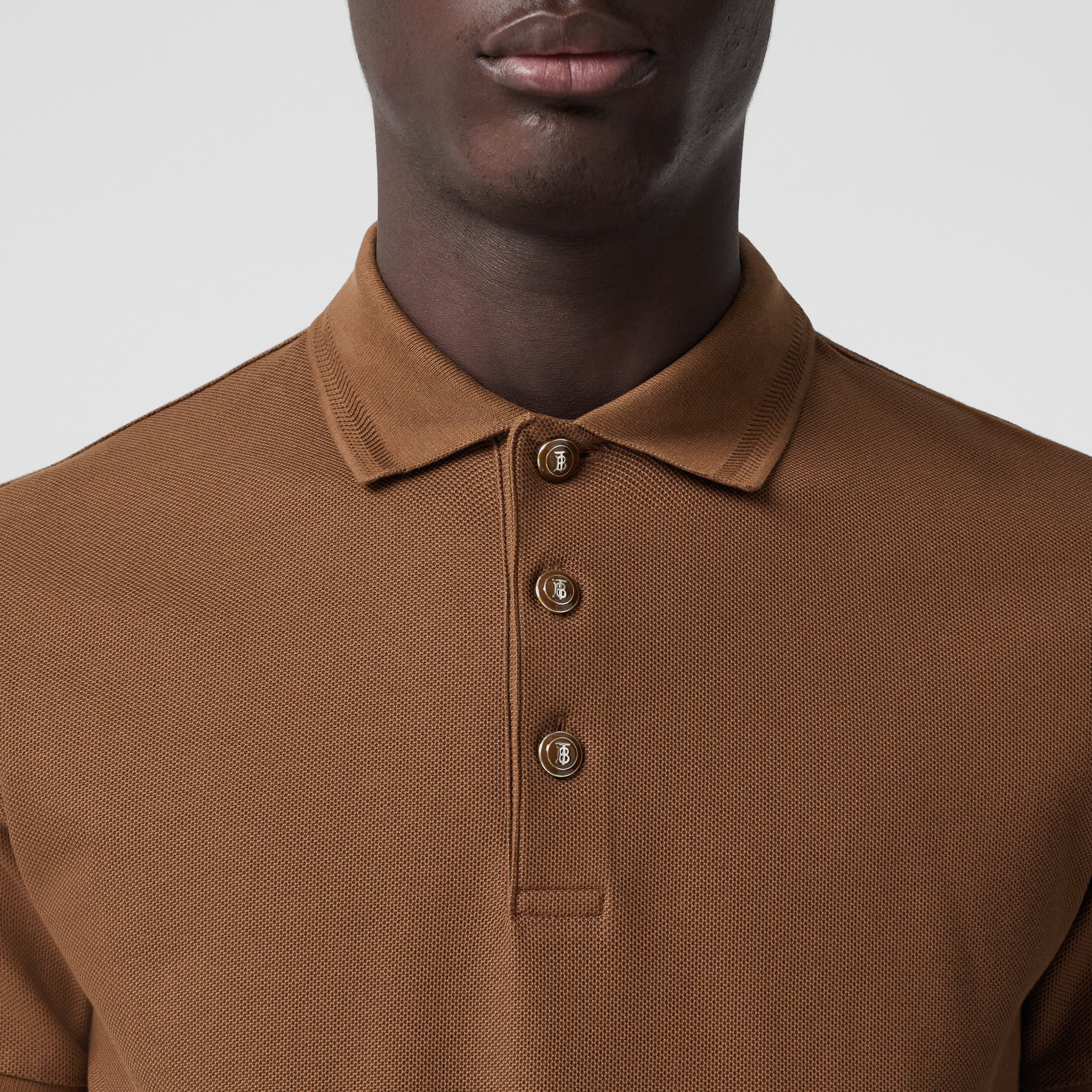 Cotton Piqué Polo Shirt in Dark Birch Brown - Men | Burberry® Official - 2