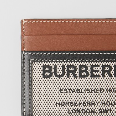 Horseferry Print Cotton Canvas and Leather Card Case in Black/tan - Women |  Burberry® Official