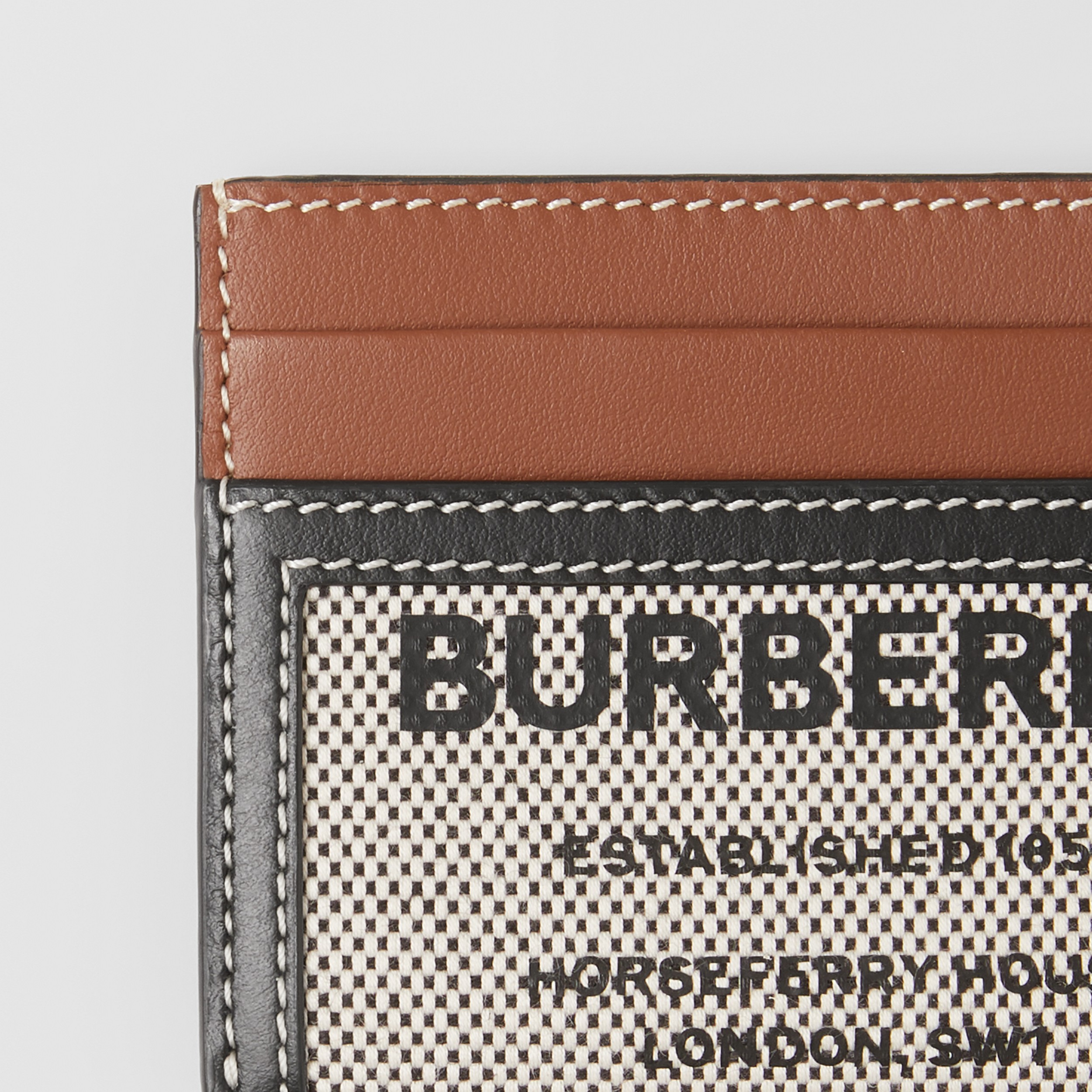 Horseferry Print Cotton Canvas and Leather Card Case in Black/tan - Women | Burberry® Official - 2