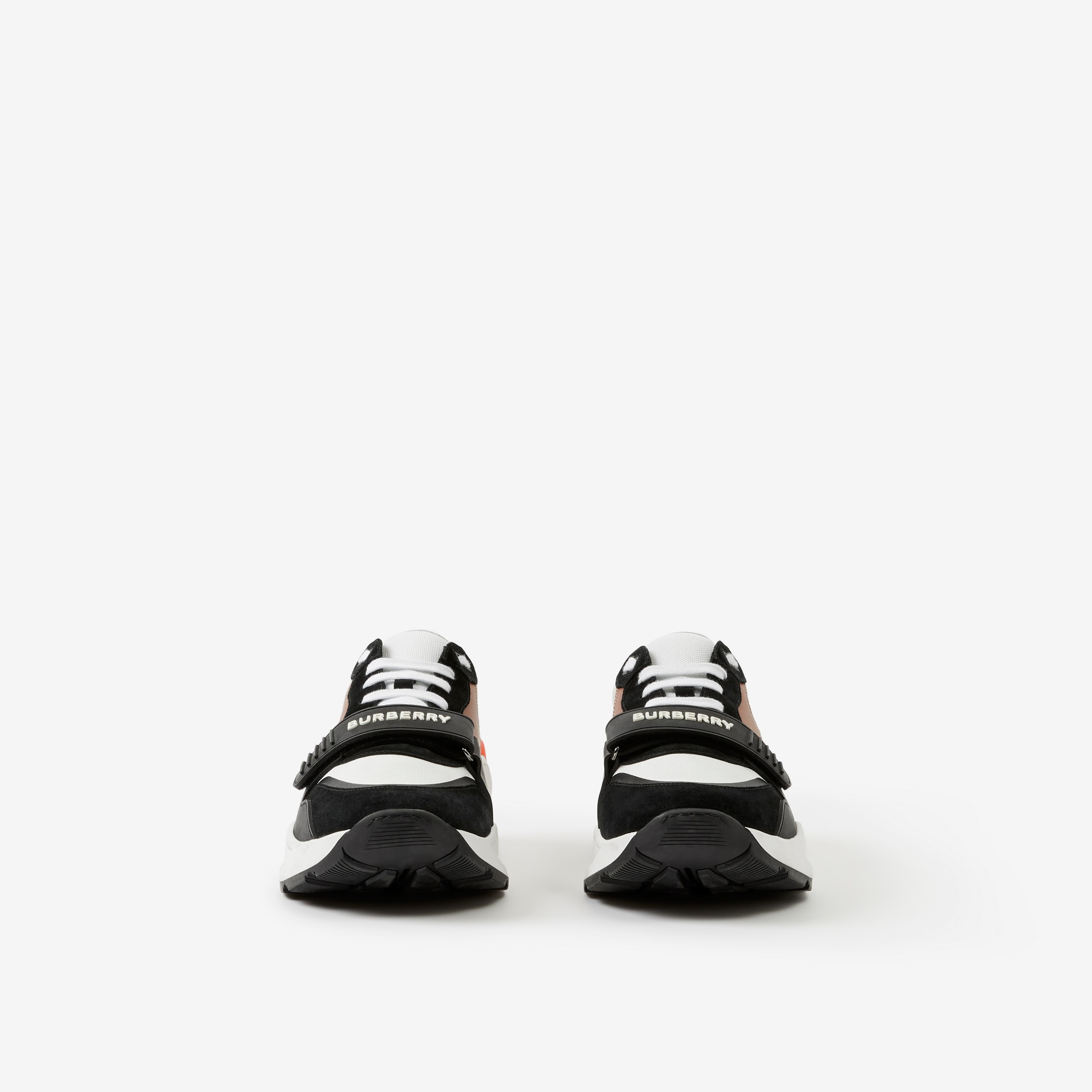 Vintage 格纹、皮革拼麂皮运动鞋 (黑色 / 典藏米色) - 男士 | Burberry® 博柏利官网 - 2