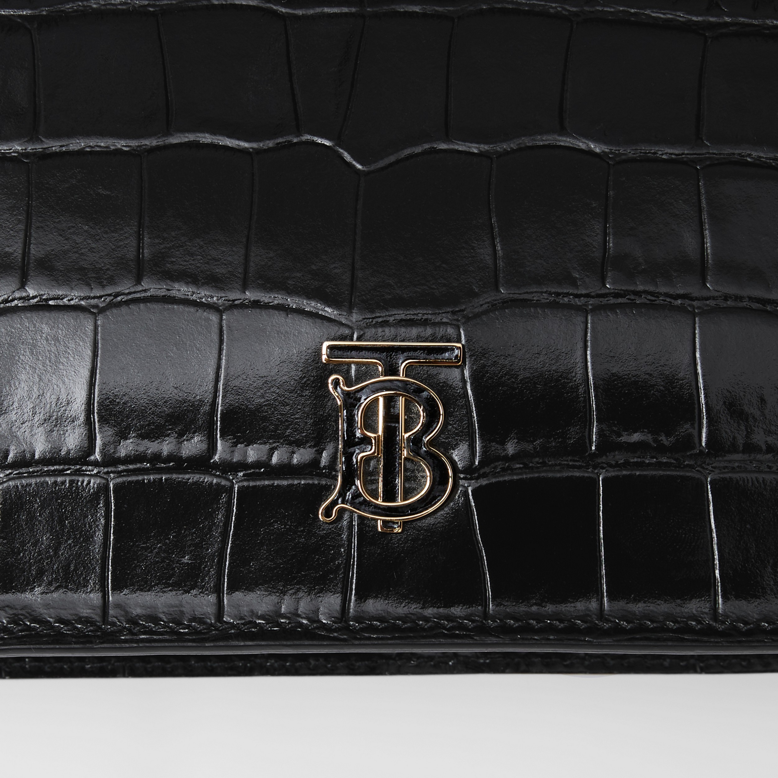 Embossed Leather Mini TB Shoulder Pouch in Black - Women | Burberry® Official - 2