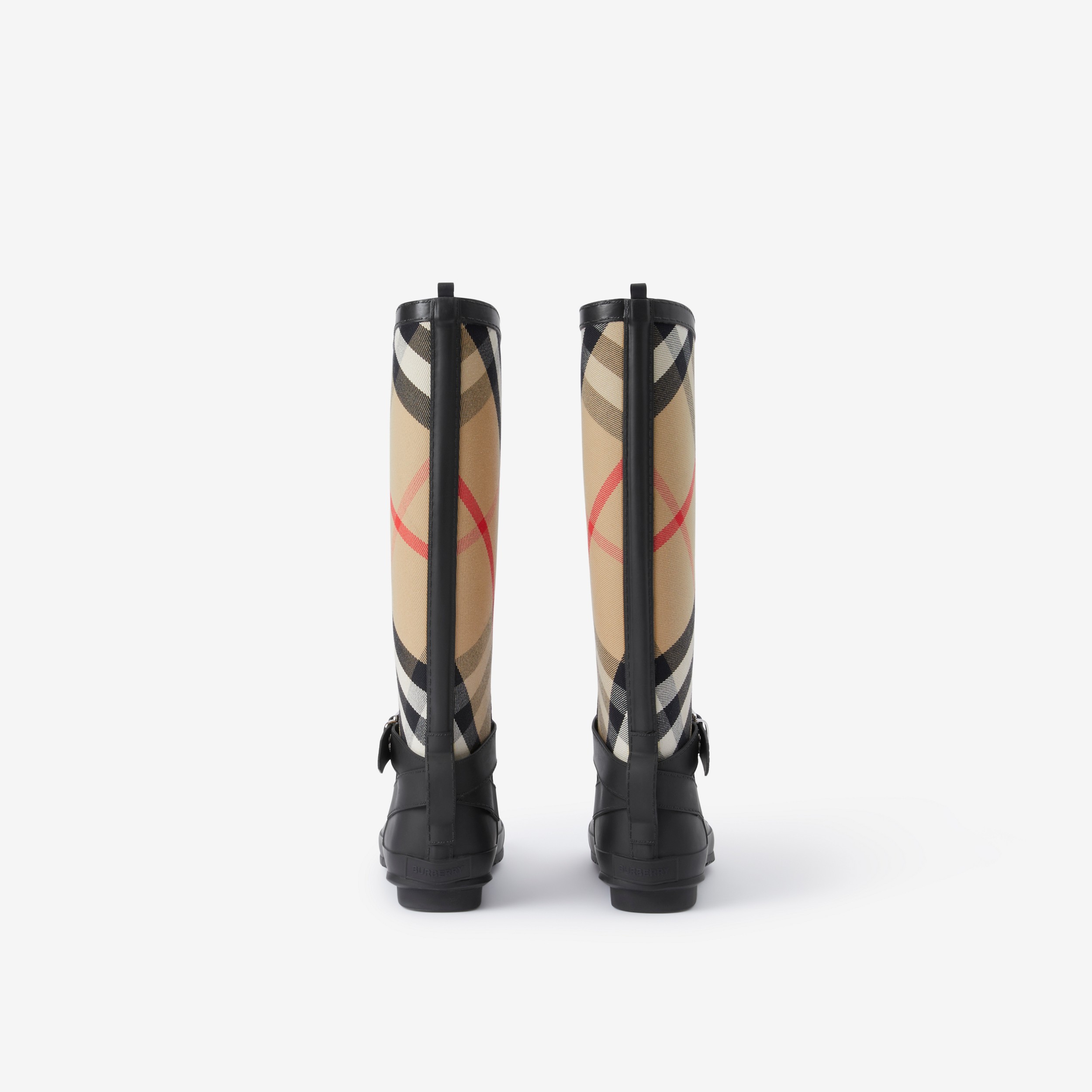 Strap Detail House Check and Rubber Rain Boots in Black/archive Beige - Women | Burberry® Official - 3
