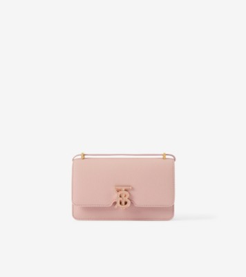 Grainy Leather TB Card Case in Dusky Pink - Women