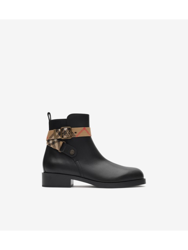 BURBERRY 2WAYブーツ 5 黒 スエード レザー 脱着式 BURBERRY 2WAY