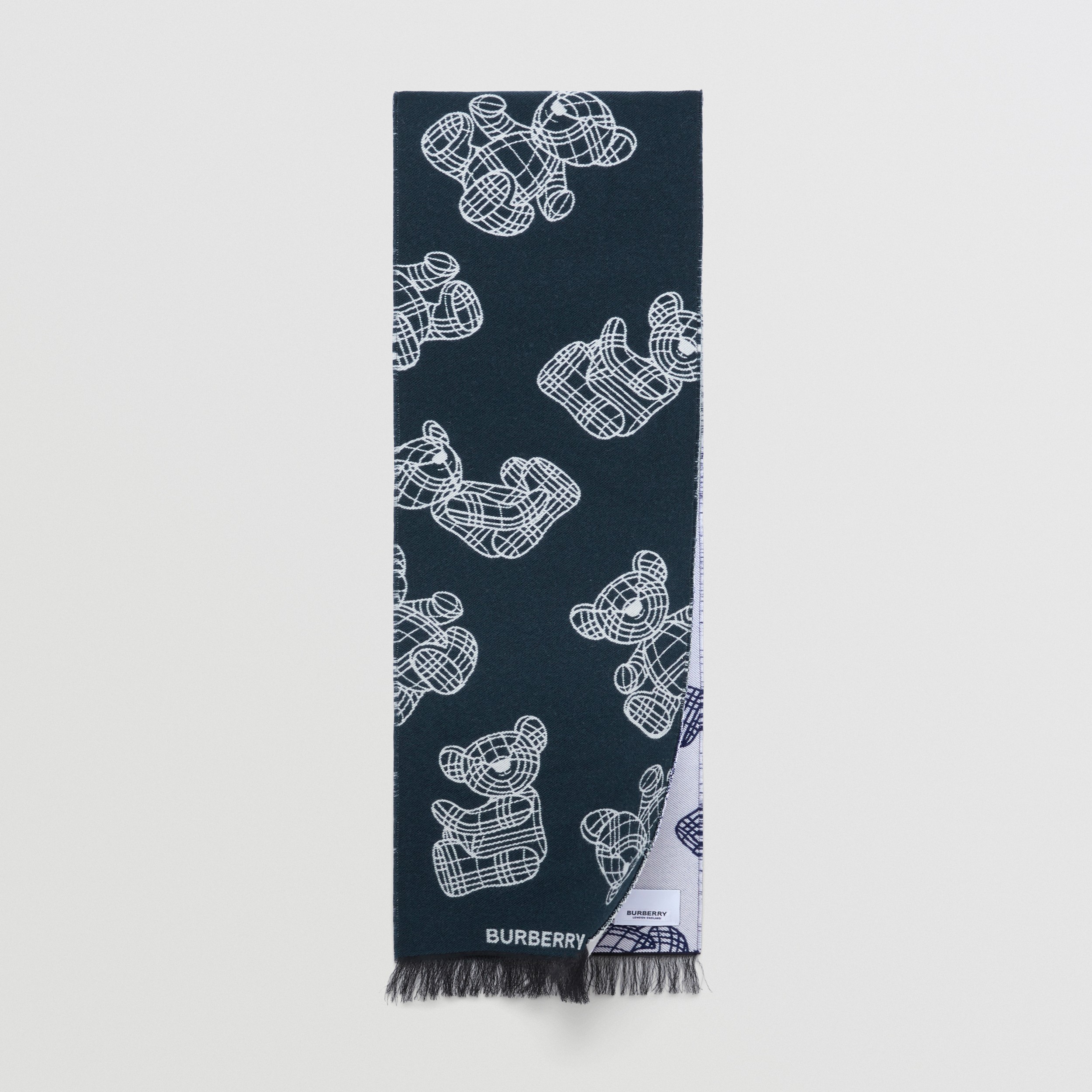 Thomas Bear Wool Jacquard Scarf in Navy - Children | Burberry® Official - 1