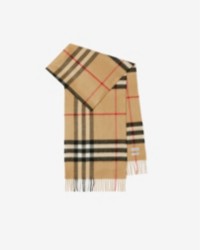  Cachecol de cashmere com estampa Check em bege clássico, com personalização disponível 