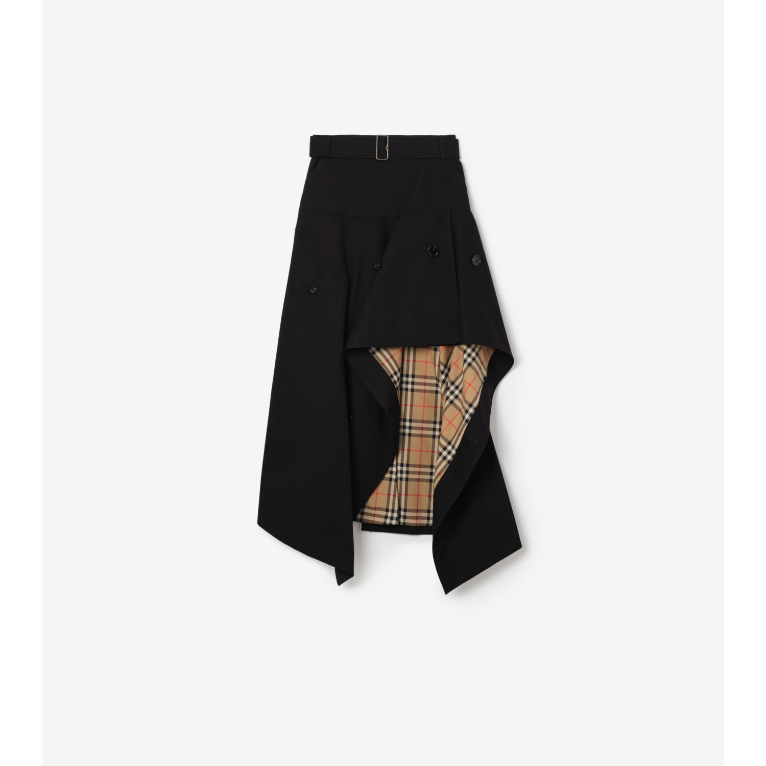 Gabardine Asymmetric Trench Skirt