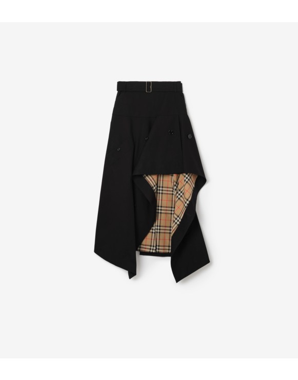 Gabardine Asymmetric Trench Skirt