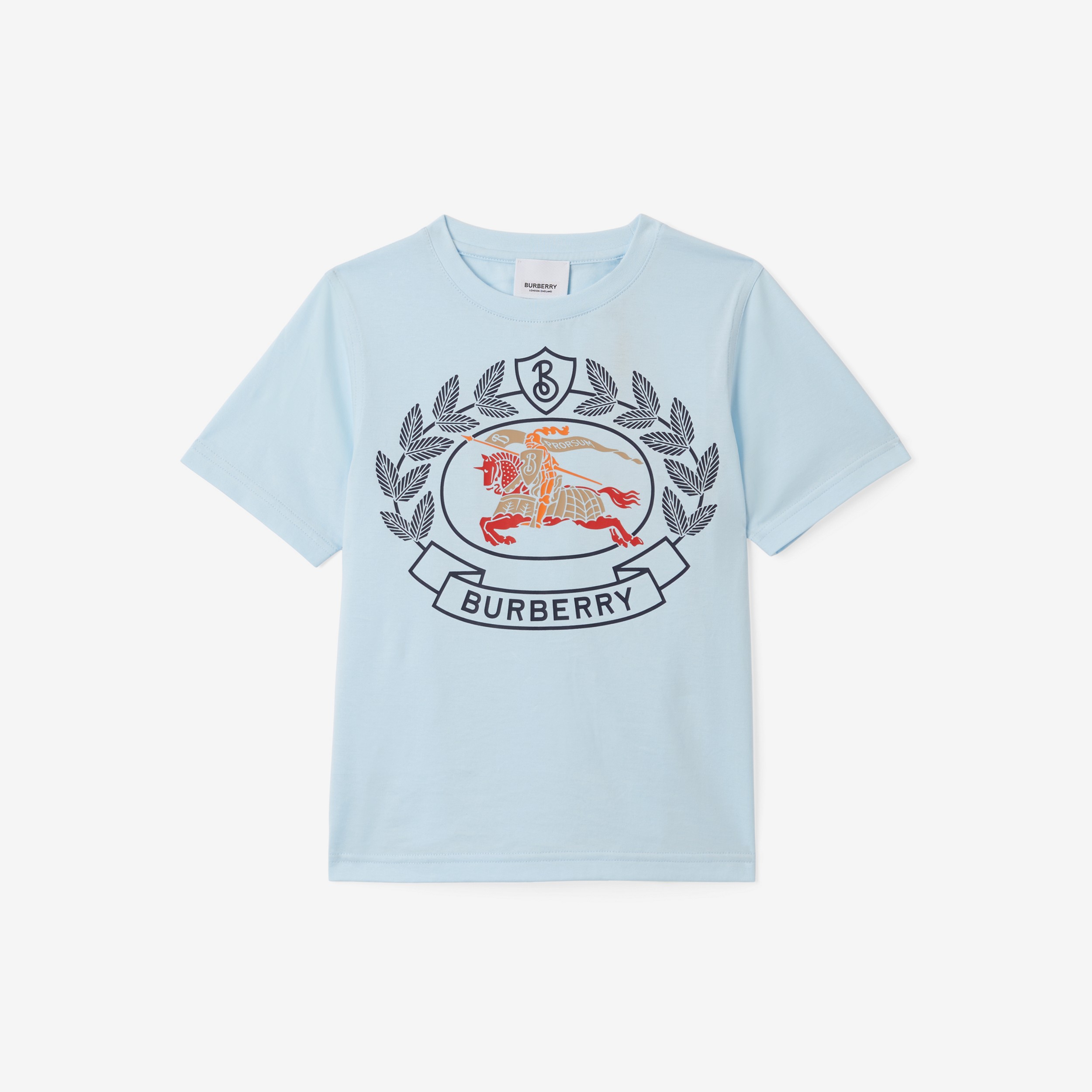 T-shirt in cotone con cavaliere equestre stampato (Blu Pallido) | Sito ufficiale Burberry® - 1