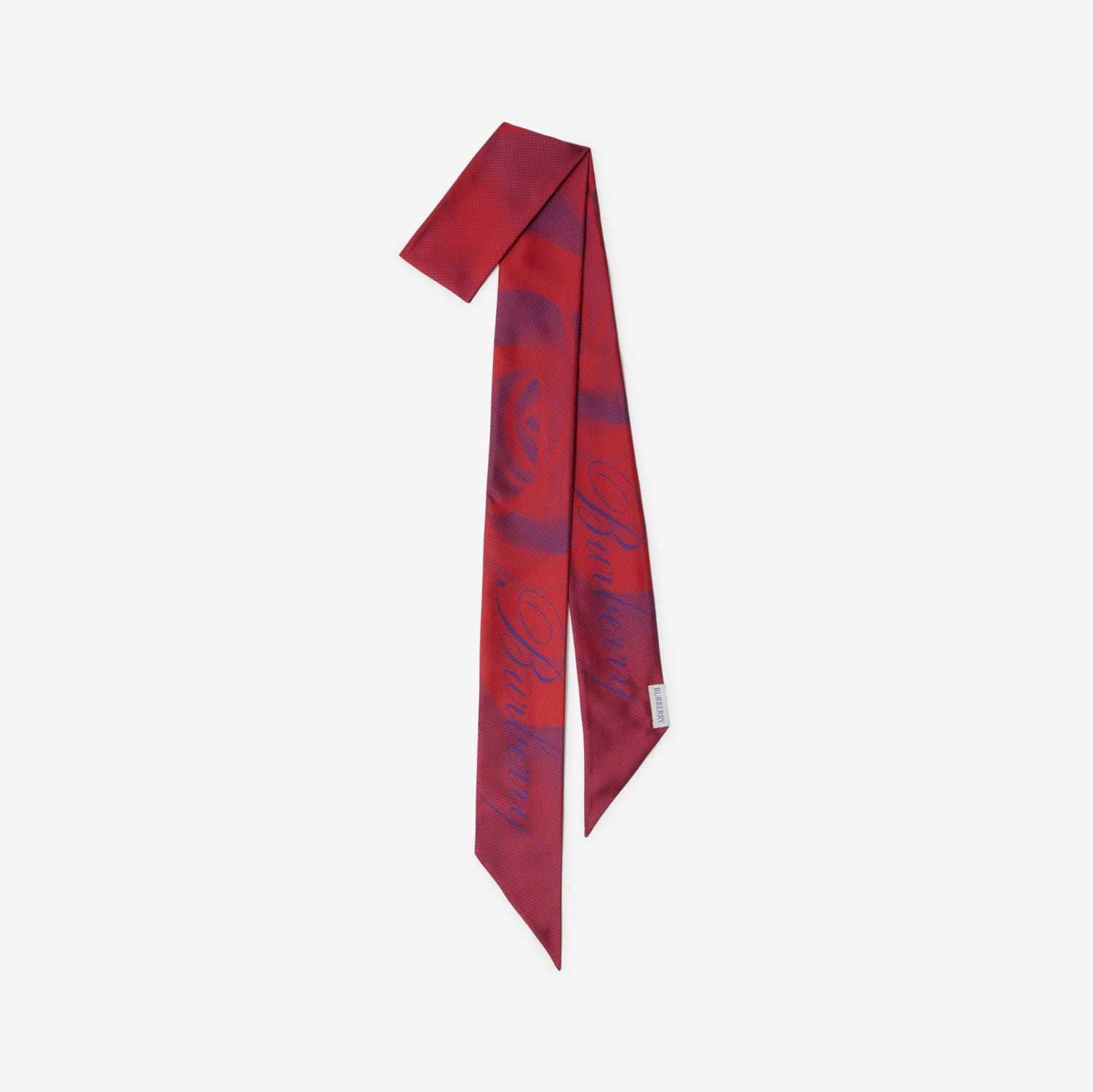 Pañuelo estrecho en seda con estampado de rosas (Rojo Buzón) | Burberry® oficial