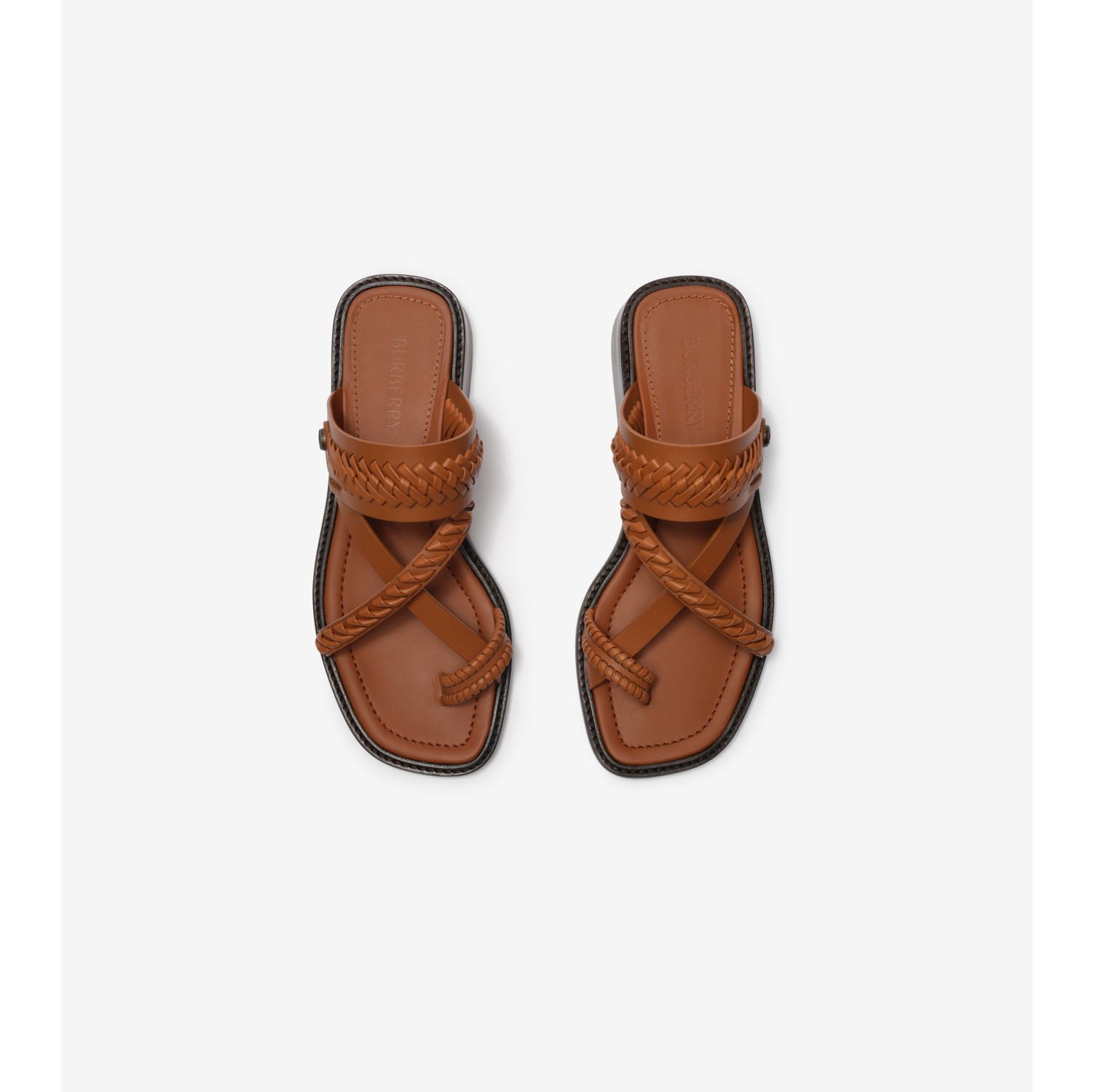 Leather Baez Sandals​ in Lundy brown - Women | Burberry® Official